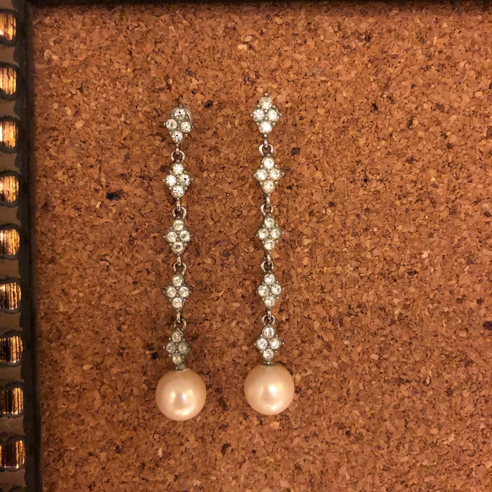 Pearl & Rhinestone Dangle Earrings